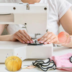 HARFINGTON Wrist Pin Cushion Wristband Sewing Pincushion Polyester Pin Holder Wearable Pumpkin Shaped Needles Wristband with 100 Head Needles for Sewing Quilting DIY Crafts, Yellow