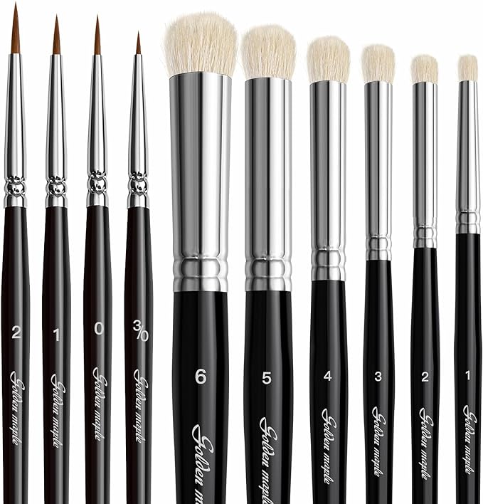 Drybrush Miniature Paint Brushes -10pcs Micro Detail Paint Brush Set, Small Fine Detail Brushes for Acrylics, Watercolors & Paint by Number, Figurine