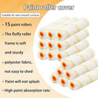 15 Pcs Paint Roller Cover with 2 Frame Set, 6 inch Microfiber Roller Covers, Washable Covers for Roller Frame, House Painting Supplies, Naps for Paint Roller Brush for Painting Walls Ceilings