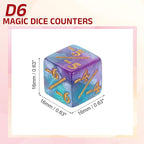 uxcell 24Pcs Magic Dice Counters, Acrylic D6 Life Token Dice Set with Pouch for Standard Cards Gaming Accessories, Blue & Purple