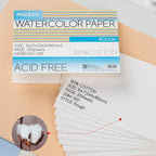 MEEDEN Watercolor Paper Block, 100% Cotton Watercolor Paper Pad of 20 Sheets, 140lb/300gsm, Acid-Free Art Paper for Watercolor, Gouache, Ink and More, 10" x 7" Rough Grain