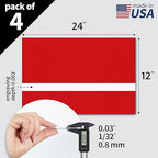 Trotec TroLase | 12"x24"x1/32", 4 Pcs | Red/White | 2 Ply | Modified Acrylic | Laser Engraving Double Color Plastic Sheet | Engraving Blanks for Laser, Saw, Guillotine | Made in USA