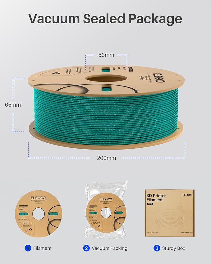 ELEGOO PLA Filament 1.75mm Sparkle Black 1KG, Glitter Twinkling 3D Printer Filament Dimensional Accuracy +/- 0.02mm, 1kg Spool(2.2lbs) Fits for Most FDM 3D Printers