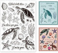 11.7 x 8.3 inch Sea Turtle Clear Stamps for Card Making Marine Organism Rubber Stamps Background Stamps for Card Making Holiday DIY Handmade Decoration Scrapbooking journaling Stamps