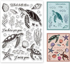 11.7 x 8.3 inch Sea Turtle Clear Stamps for Card Making Marine Organism Rubber Stamps Background Stamps for Card Making Holiday DIY Handmade Decoration Scrapbooking journaling Stamps