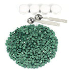 Yoption 360Pcs Metallic Green Sealing Wax Beads, Hexagon Wax Seal Beads with 4Pcs Tea Candles and 2 Melting Spoons for Wedding Invitations, Wine Packaging, Gift Wrap, Envelopes