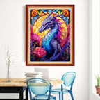 Magxvouy Cross Stitch Kits Stamped Full Range of Embroidery Kits,Cross Stitch Patterns Needlework Kits for Beginners 11CT Printed Kits&Colorful Flower Dragon 16x20 inch