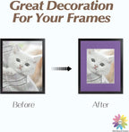 Mat Board Center, Pack of 10, 11x14 for 8x10 Purple Color Mats - Bevel Cut, Acid Free, 4-ply Thickness, White Core - for Pictures, Photos, Framing