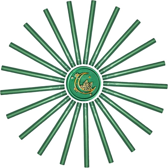 SWANGSA 20 Pieces Glue Gun Sealing Wax Sticks Metallic Green for Wax Seal Stamp, Great for Wedding Invitations, Cards, Envelopes, Wine Packages, Gift Wrapping (Metallic Green)