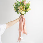 HUIHUANG Rose Gold Pink Ribbon for Wedding, 2" Double Face Misty Rose Satin Ribbon for Flower Bouquet, Dress Chair Sashes, Invitations Card, Gift Wrapping, Bows, Crafts, Holiday Decor -25 Yards/Roll