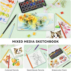 Lightwish Square Watercolor Journal,100% Cotton,300gsm/140lb,Acid-Free,24 Sheets Hot Press Watecolor Sketchbook for Artists Adults Students,4.7 * 4.7 Inches(Light Green)