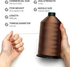 Extra Strong Bonded Nylon Thread #69 Tex70 – 16 OZ, 6000yds, Versatile Stitching Solution for Leather, Upholstery, Canvas Repair and More (Tawny Brown)