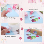uxcell 2 Rolls Petal Washi Tape, 80 Pieces Floral Decorative Tape Colored Masking Tapes Crafting Supplies for DIY Crafts, Gift Wrapping, Scrapbook, Party Decorations, Small Orange
