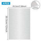4PCS 8"x12"x1/32 Stainless Steel Sheets Metal Plates for Magnetic Mount Board Wall,Tickness 0.8mm 430 Stainless Steel Shim Stock Plates for Crafting, Kitchen, Office