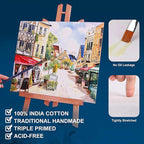 Gallery Wrapped Stretched Canvases for Painting 10x10 Inch 3-Pack, 16 oz Triple Primed Acid-Free 100% Cotton Blank Canvas, Square Spline Canvas for Oil Paint Acrylics Pouring & Wet Art Media