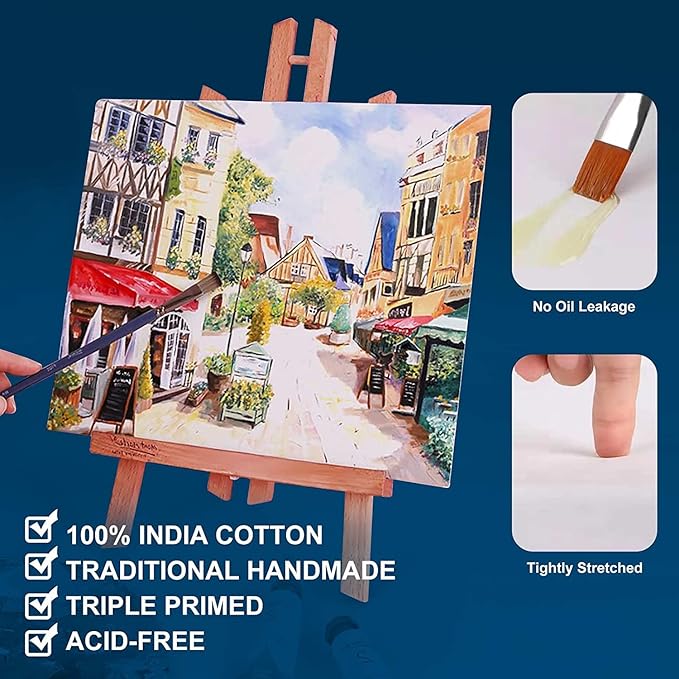 Stretched Canvases for Painting 12x16 Inch 7-Pack, 10 oz Triple Primed Acid-Free 100% Cotton Blank Canvas, Rectangular Canvas for Oil Paint Acrylics Pouring & Wet Art Media