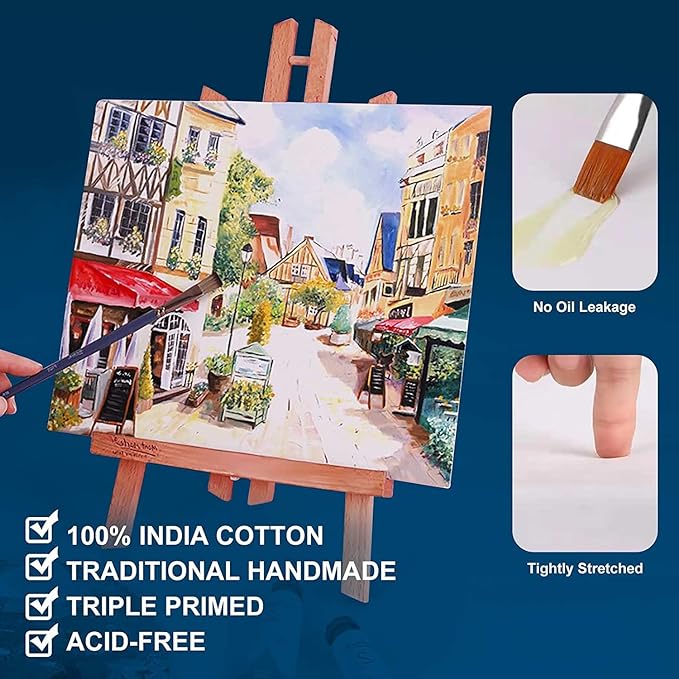 Stretched Canvases for Painting 16x40 Inch 2-Pack, 12.3 oz Triple Primed Acid-Free 100% Cotton Long Blank Canvas, Large Art Canvases for Oil Paint Acrylics Pouring & Wet Art Media, Pour Painting