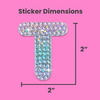 StickerBeans® Rhinestone Alphabet Letter Sticker T - Unique Sparkly Design 2” x 2” Cut-to-Shape Adhesive - Personalization, Collecting, Gifting, Scrapbooking, Decorating Laptops, Phone Cases, All Ages