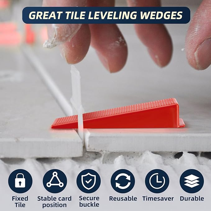 Tile Leveling System with Plier and Rubber Mallet, 1500 Pcs Tile Spacers Clips 200 Pcs Reusable Wedges, Leveler Tool Set for DIY Professional Ceramic Tile and Stone Installation (1/8 Inch)