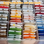 Prasacco Embroidery Floss Organizer 150 Bobbins 36 Compartment Storage Box with Bobbin Winder and Coding Stickers for Craft DIY Embroidery Cross Stitch Supplies