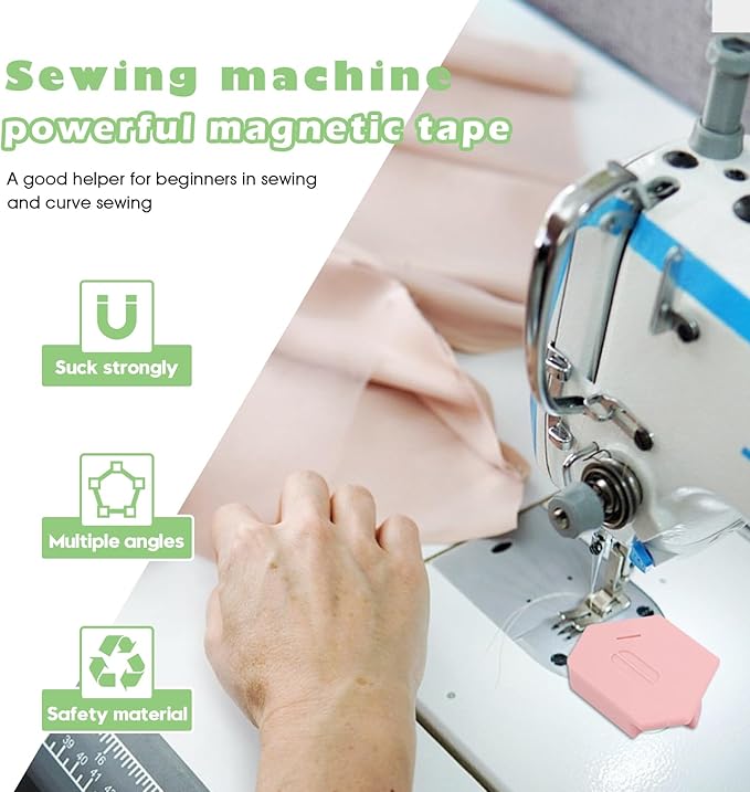 Pcmursal 6 Packs Magnetic Seam Guide for Sewing Machine, Multifunctional Polygonal Seam Guide Hemmer Guide with Scale, Sewing Supplies and Accessories for Magnet Making Machine