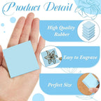Frienda 24 Pcs 2" x 2" Rubber Carving Blocks Linoleum Blocks for Printmaking, Stamp Making, DIY Crafting, Scrapbook, Painting, Soft and Easy to Carve (Light Blue)