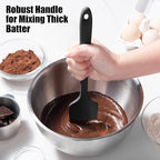 600°F Heat Resistant Silicone Spatula, Doosu High Temp Flexible Kitchen Rubber Bowl Scrapers Food Grade Seamless Baking Supplies Scratch-Proof for Scraping Non-Stick Pans (Black, 11.4in)