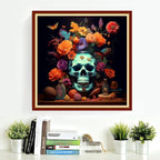 DMCVIVR Stamped Cross Stitch Kits for Adults Beginners Embroidery Kits 11CT Needlepoint Kits Cross Stitch Patterns Embroidery Patterns-Skeleton Flower 18x18 inch