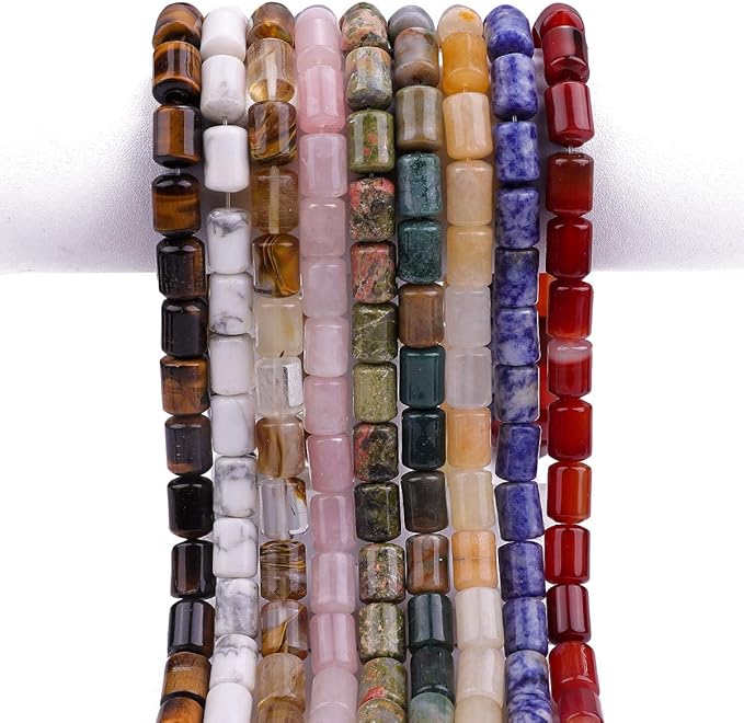 Natural Indian Agate Cylinder Stone Loose Semi Gemstone Beads for Jewelry Making 10mmx14mm 38cm