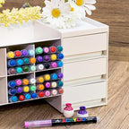 Guangna Acrylic Paint Markers,12 Colors with Direct-Liquid Ink Control System, Professional-Grade Paint Pen for Rock Painting, Canvas, Glass, Plastic, Fabric & Creative Crafts