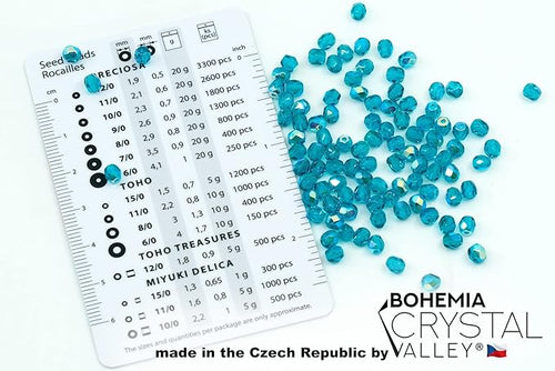 1.8oz (50g, Approx. 600 Beads) Faceted Fire Polished Pressed Czech Glass Beads 4mm (0.16in), Aqua Blue AB 60150 27801
