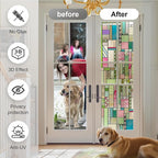 3D Stained Glass Window Privacy Film, Heat Control UV Blocking Static Cling Decorative Window Film for Bathroom,Front Door,Home Non Adhesive,Colorblock 35.4 x 78.7 inches