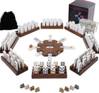 8 Players Mexican Train Dominoes Game Set - Double 12 Dominoes with Wooden Hub, 8 Metal Trains & Domino Storage Bag| Family Board Game for 2-8 Players