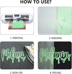 guangyintong Glow Glitter Light Green Heat Transfer Vinyl HTV Rolls, 12" x 8ft Iron on Vinyl for T-Shirts, Glitter HTV Vinyl for All Cutter Machines Easy to Cut & Weed for DIY Design