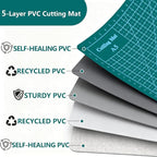 Cutting Mat 9"x12" Self Healing Cutting Mat Size Double Sided 5-Ply Rotary Sewing mat for Crafts Fabric Quilting Hobby Art Clay Precision Scrapbooking Project, A4, Green 4PCS