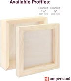 Ampersand Art Supply Unprimed Basswood Artist Panel, 1-1/2" Cradled Profile, 12"x24"