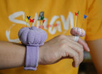 Wrist Pin Cushions, Sewing Needle Cushion kit with 1Pcs Elastic Strap Finger Ring Pincushions, Adjustable Strap Handcraft Needles Holder for Sewing and Quilting. (Light Coral)