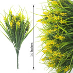 20 Bundles Artificial Plants Outdoor Fake Monkey Grass with Flowers (Yellow)