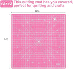 Headley Tools 12"x12" Rotating Cutting Mat, Self Healing Mat with 360-Degree Rotation & Anti-Slip Base, Sewing Board Cutting Mat Perfect for Fabric Quilting Leather Hobby Project，Pink