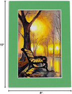 8x10 Mat Bevel Cut for 5x8 Photos - Acid Free Bright Green Precut Matboard - For Pictures, Photos, Framing - 4-ply Thickness