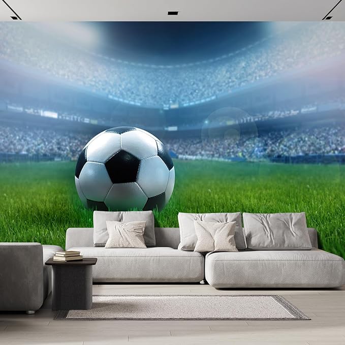 wall26 Close Up of a Football Ball on a Full Stadium Removable Wall Mural | Self-Adhesive Large Wallpaper - 96x120 inches