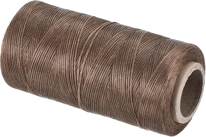 MECCANIXITY Waxed Thread,284 Yard 0.8mm 150D Flat Wax Thread Polyester Waxed String for Leather Sewing Hand Weaving Book Binding Home Decoration, Brown