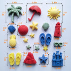 Summer Beach Theme Chocolate Molds, 2PCS Summer Party Fondant Candy Jelly Baking Ice Cube Silicone Molds, Coconut Tree Sun Shell Starfish Marine Cake Decor Mold, Unique Resin Candle Soap Mold