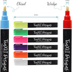 TenXVI Designs Chalk Markers - 8 Vibrant Colors, 6mm Reversible Tips, Erasable, Non-Toxic, Water Based for Kids & Adults - For Chalkboard, Glass & Non-Porous Surfaces, Liquid Chalk Board Markers