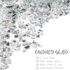 Crushed Glass for Resin Art - 3-6mm White-Backing Mirror, 1.5lb | Broken Glass Pieces for Crafts, Vase Filler & Fire Pit Media | Decorative Stones