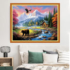 Dimxvean Stamped Cross Stitch Kits,Cross Stitch Kits for Adults Beginners,Embroidery Kits Full Range of Cross Stitch Stamped Kits Needlepoint Kits Cross Stitch Patterns-Forest Bear 16x20 inch