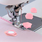 Pcmursal 4 Pieces Magnetic Seam Guide for Sewing Machine, Upgraded Multi-Purpose Tool Polygonal Magnetic Seam Guide with Scale, Sewing Supplies and Accessories (Pink)