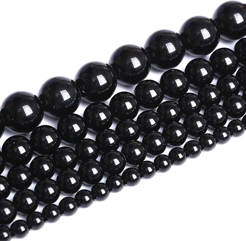 10mm 41pcs Natural Black Agates Onyx Stone Beads Smooth Round Loose Spacer Beads for Jewelry Making DIY Bracelets 15" (Black Agate, 10mm)