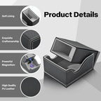 Dice Roller Tower, Premium DND Magnetic Dice Tray, Foldable PU Leather Dice Tower RPG Gifts for Dungeons and Dragons MTG Dm & Player Black/Grey