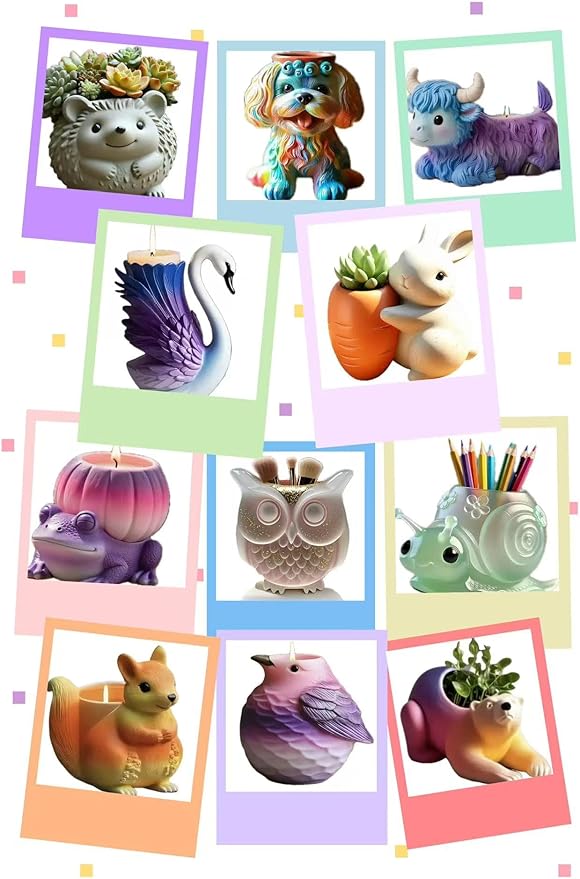 Animal Resin Molds Silicone 3D Cute Frog Epoxy Resin Plaster Candle Holder Wax Molds for Candle Making, Art Crafts DIY Unique Display Home Decor